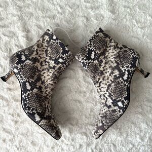 NEW Gianni Bini Snake Print Kitten Heel Leather Booties